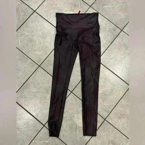Spanx Faux Leather Burgundy Leggings Size Medium